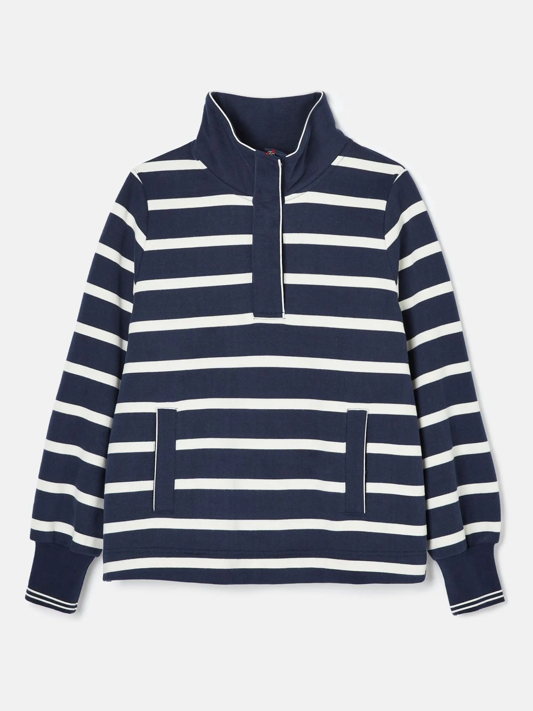 Burnham Navy Blue Funnel Neck Quarter Zip Sweatshirt