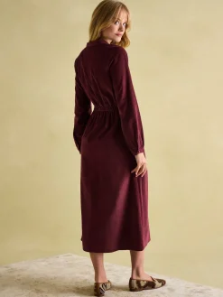 Cara Burgundy Cord Twisted Front Dress