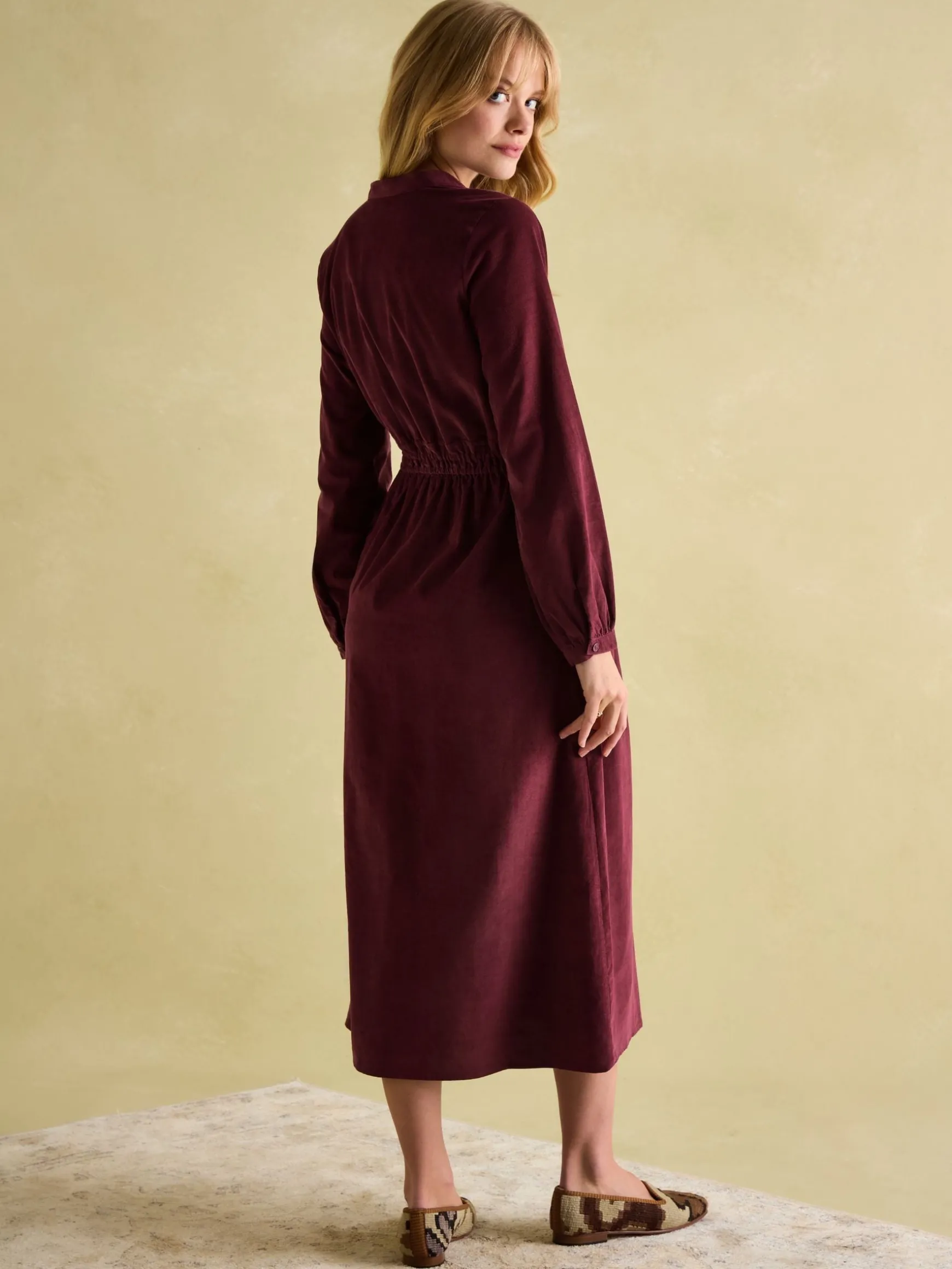 Cara Burgundy Cord Twisted Front Dress
