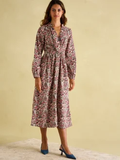 Cara Cream Ditsy Cord Twisted Front Dress