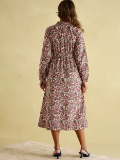 Cara Cream Ditsy Cord Twisted Front Dress