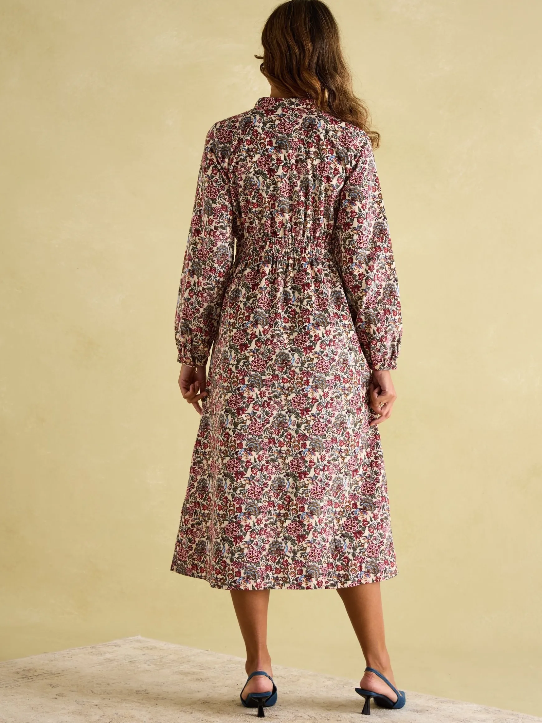 Cara Cream Ditsy Cord Twisted Front Dress