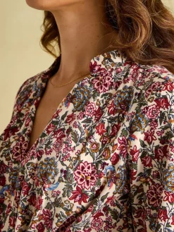 Cara Cream Ditsy Cord Twisted Front Dress