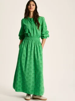 Cassie Green Broderie Maxi Dress