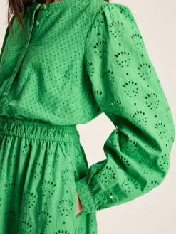 Cassie Green Broderie Maxi Dress