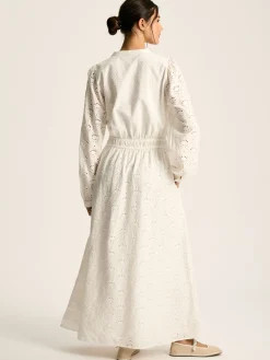 Cassie White Broderie Maxi Dress