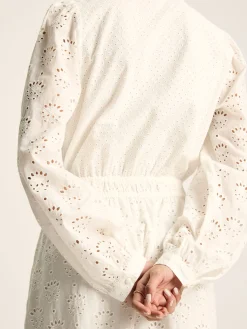 Cassie White Broderie Maxi Dress