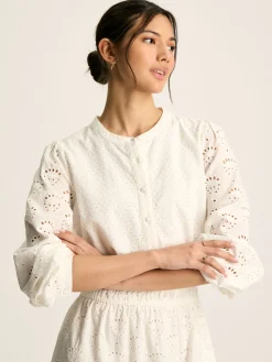 Cassie White Broderie Maxi Dress