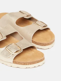 Celeste Gold Double Strap Sandals