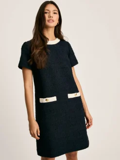 Celeste Navy Blue Mini Boucle Dress