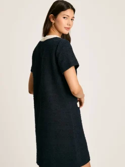 Celeste Navy Blue Mini Boucle Dress
