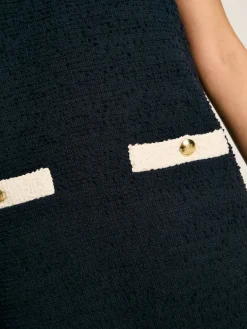 Celeste Navy Blue Mini Boucle Dress