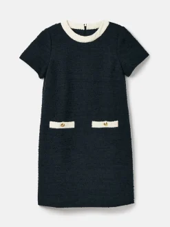 Celeste Navy Blue Mini Boucle Dress