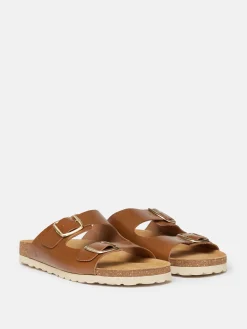 Celeste Tan Brown Double Strap Sandals