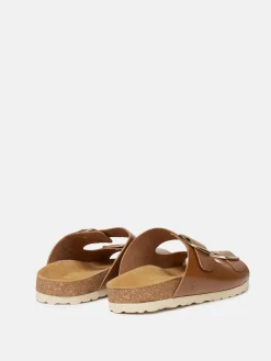 Celeste Tan Brown Double Strap Sandals