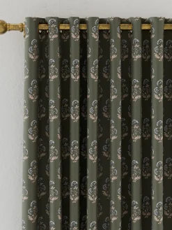 Chamomile Set of 2 Green Blackout Eyelet Curtains