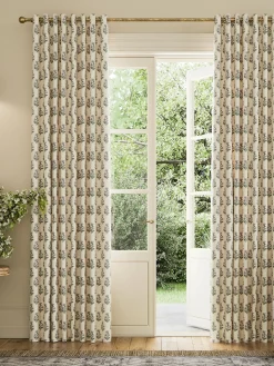 Chamomile Set of 2 Oat Blackout Eyelet Curtains