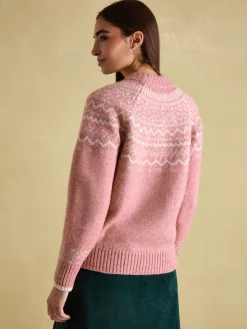 Charlotte Pink Crew Neck Fair Isle Jumper