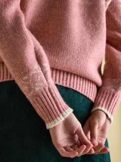 Charlotte Pink Crew Neck Fair Isle Jumper