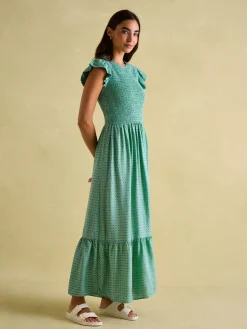 Clover Green Shirred Dress
