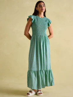 Clover Green Shirred Dress