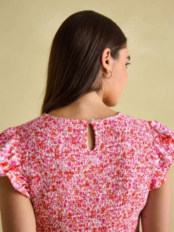 Clover Pink Shirred Dress