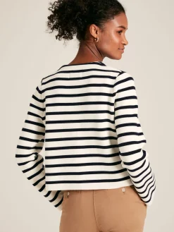 Constance Cream & Navy Striped Cotton Cardigan