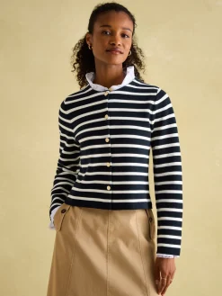 Constance Navy & White Striped Cotton Cardigan