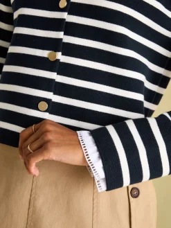 Constance Navy & White Striped Cotton Cardigan