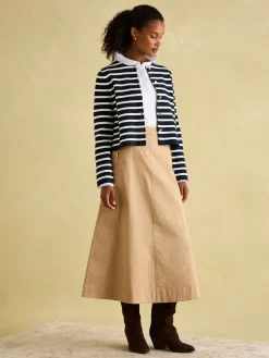 Constance Navy & White Striped Cotton Cardigan
