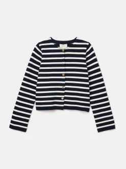 Constance Navy & White Striped Cotton Cardigan