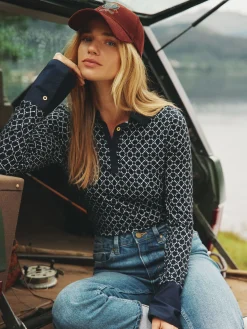 Cordelia Navy geo Long Sleeve Top