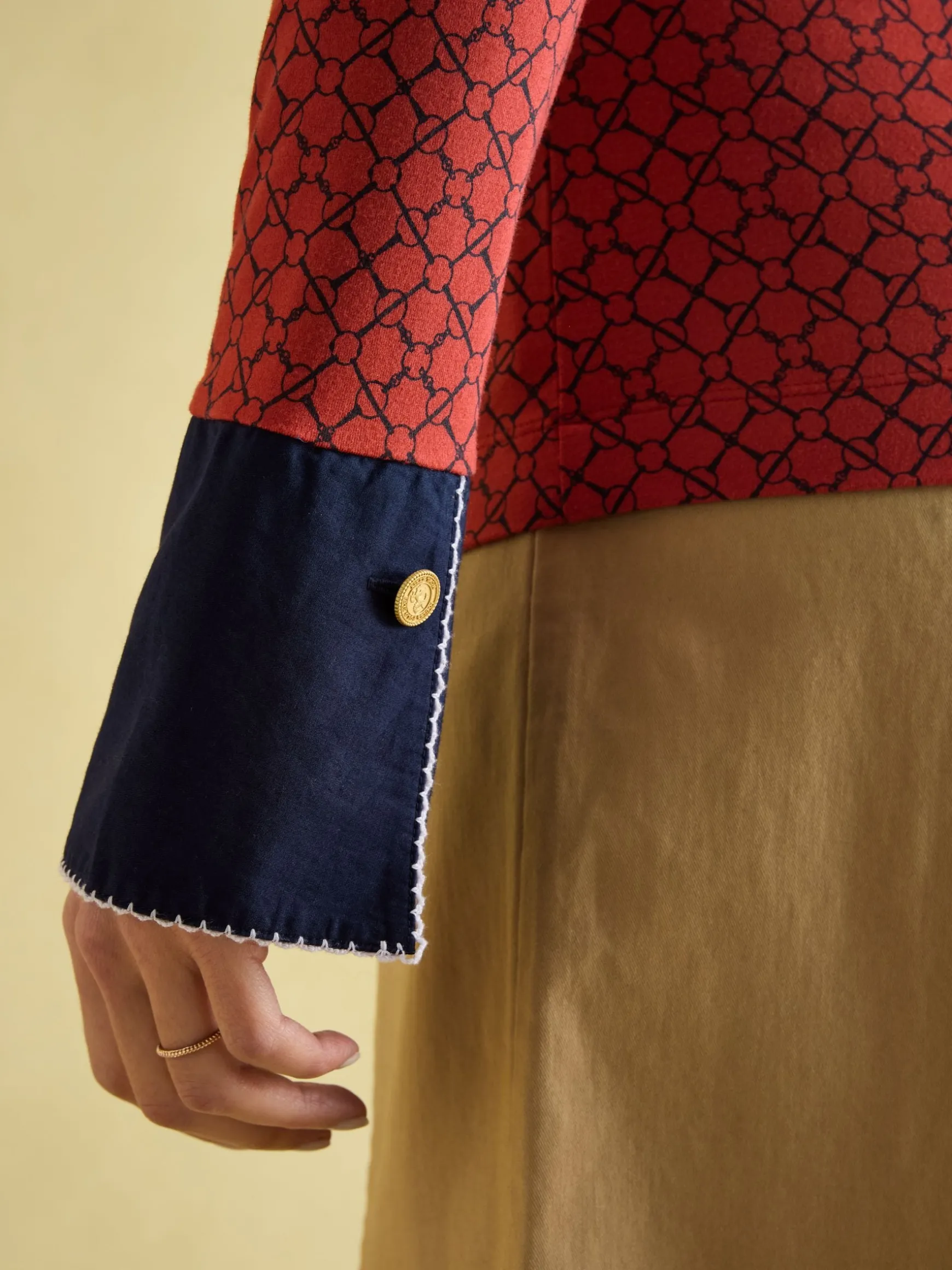 Cordelia Red Geo Long Sleeve Top