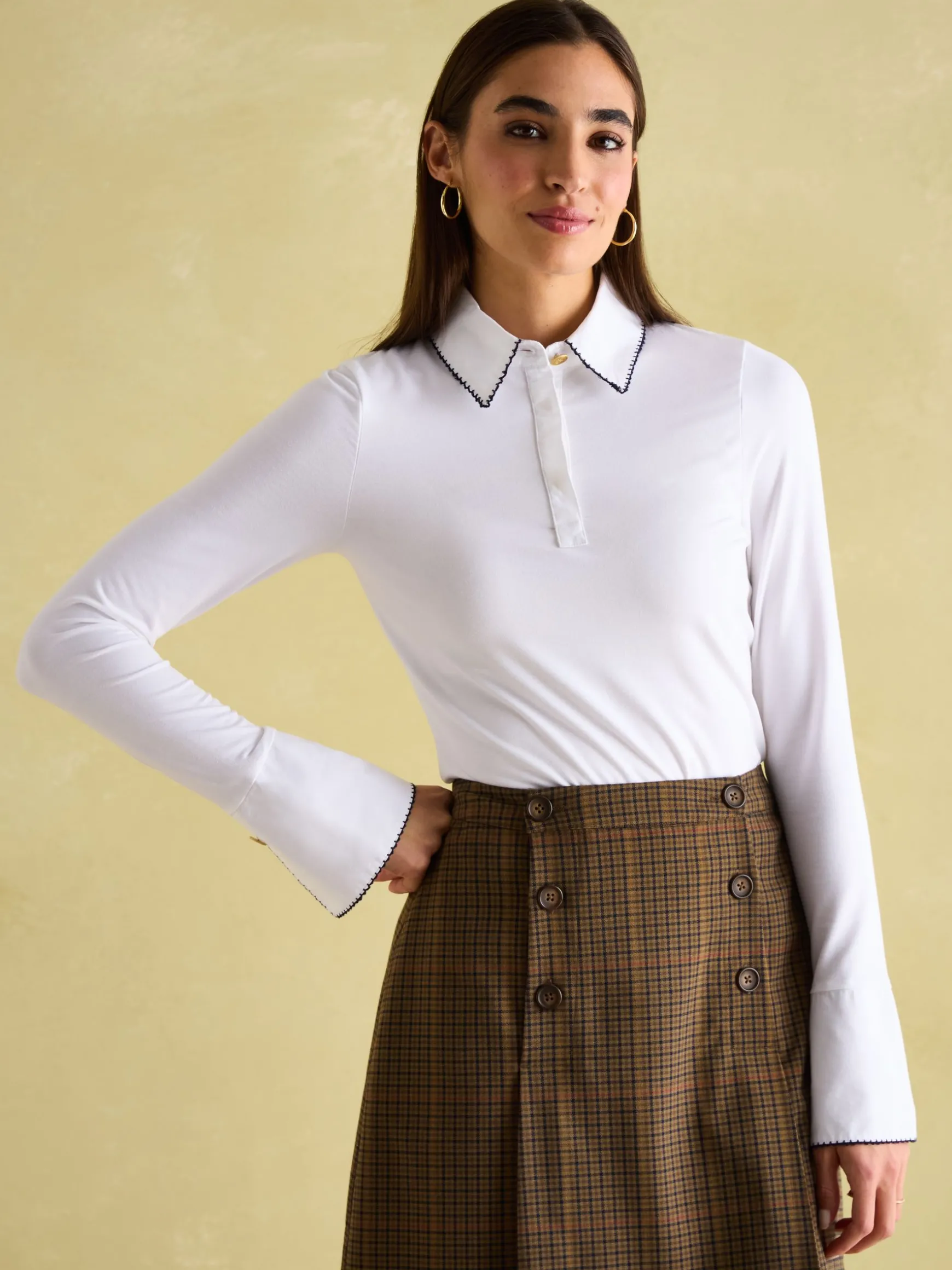 Cordelia White Long Sleeve Top