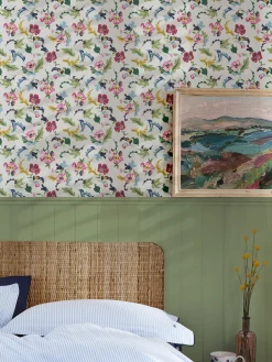 Cream Cambridge Painted Floral 10M Wallpaper