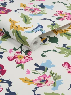 Cream Cambridge Painted Floral 10M Wallpaper