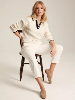 Cream Slim Fit Chino Trousers