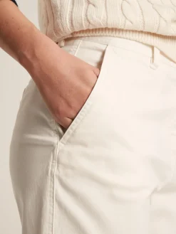 Cream Slim Fit Chino Trousers
