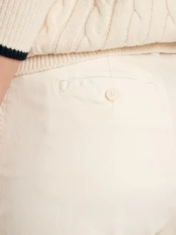 Cream Slim Fit Chino Trousers