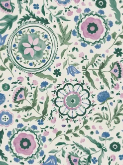 Cream/Multi Festival Flowers 10M Wallpaper