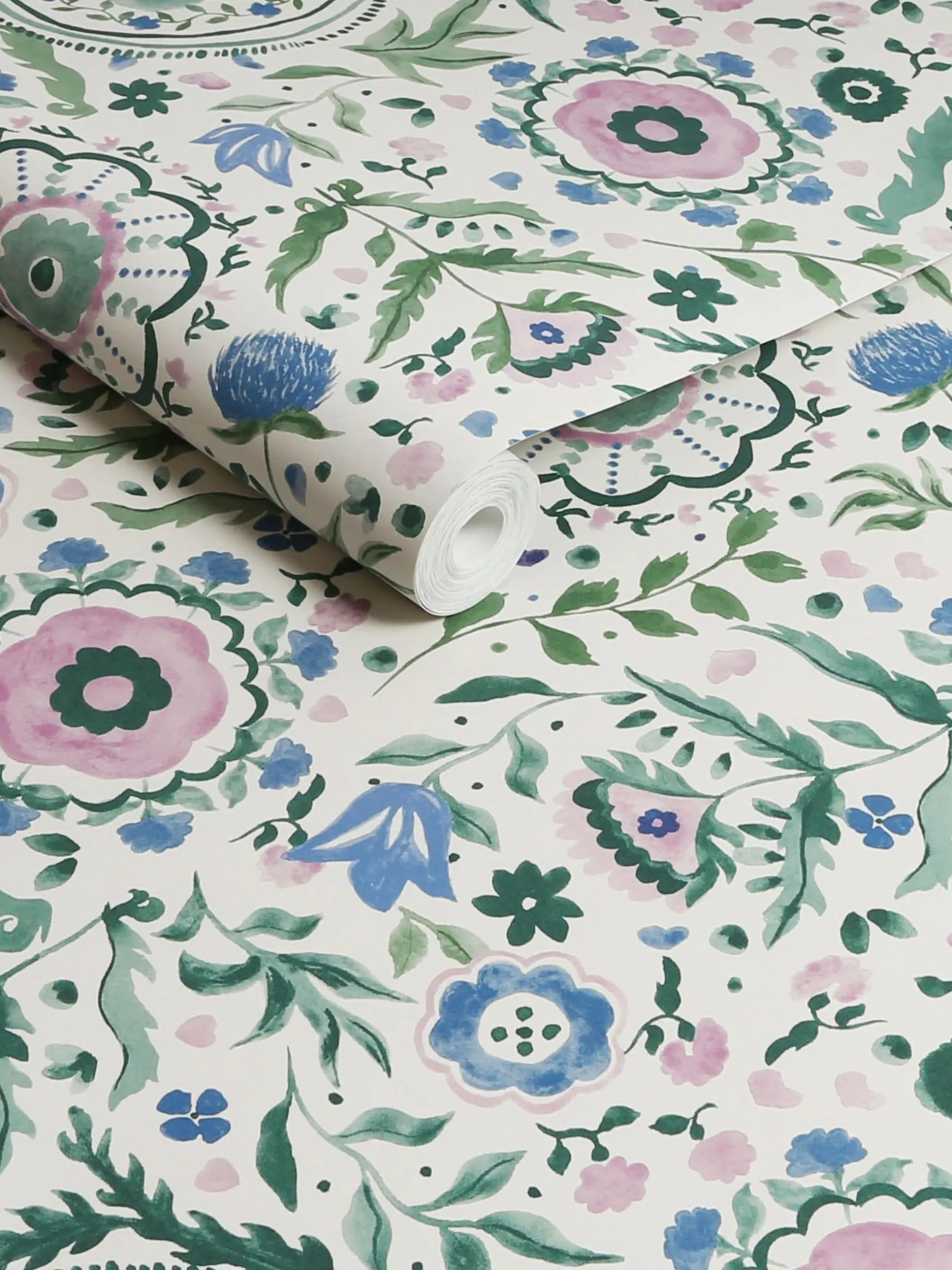 Cream/Multi Festival Flowers 10M Wallpaper