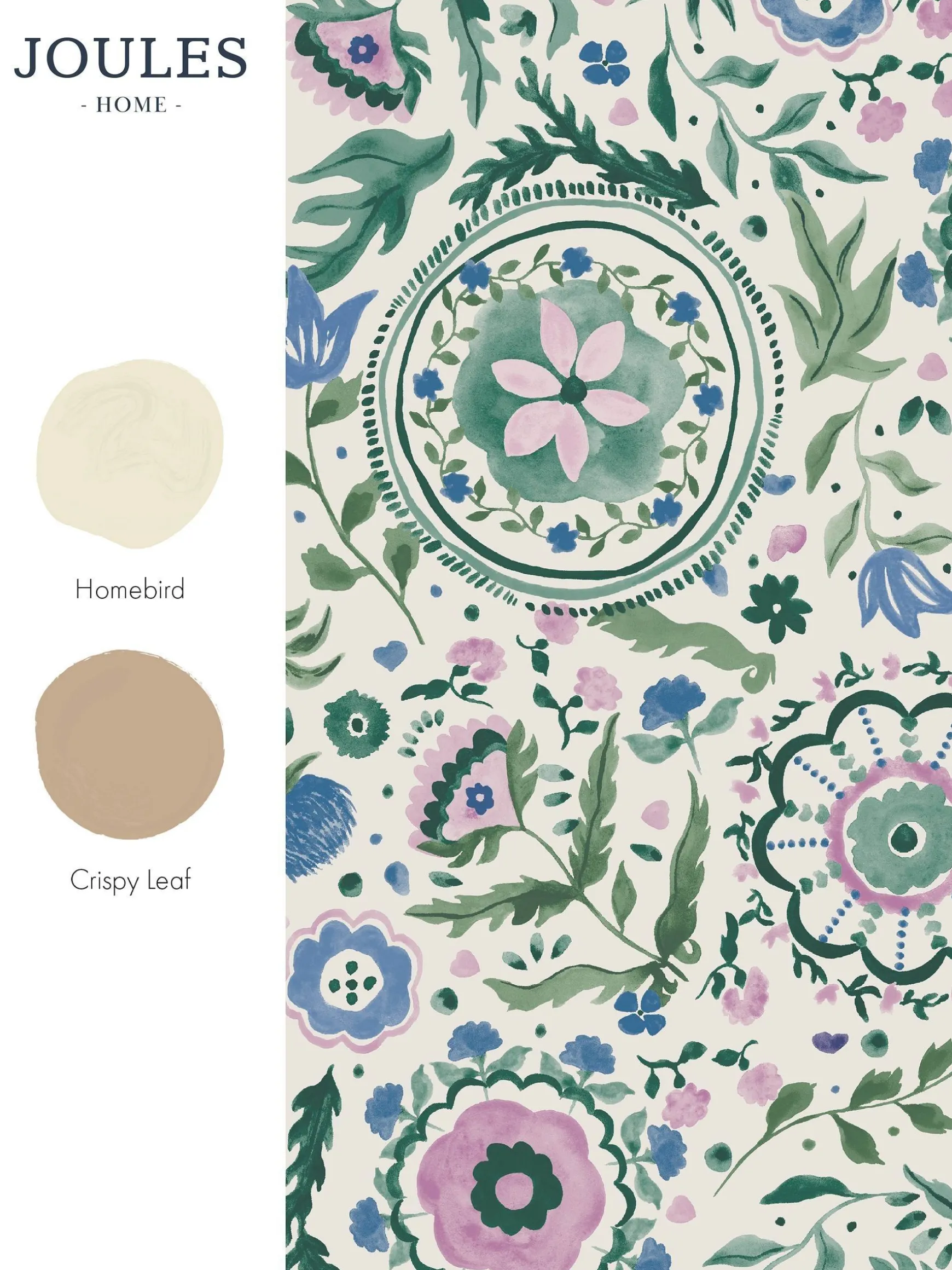 Cream/Multi Festival Flowers 10M Wallpaper