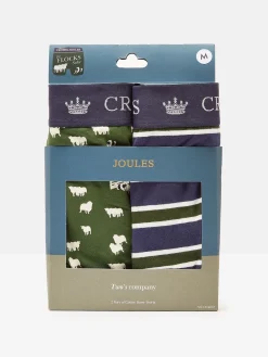 Crown Joules Green/Navy Pack of Two Cotton Boxers