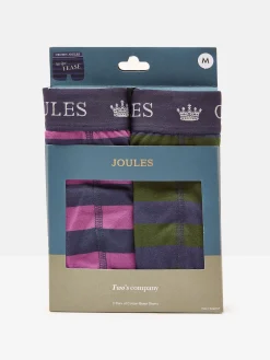 Crown Joules Green/Purple Pack of Two Cotton Boxers