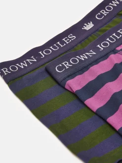 Crown Joules Green/Purple Pack of Two Cotton Boxers