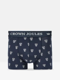 Crown Joules Navy & White Crest Pack of Two Cotton Boxers