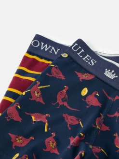 Crown Joules Navy/Red Pack of Two Cotton Boxers