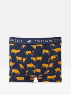 Crown Joules Navy/Yellow Pack of Two Cotton Boxers