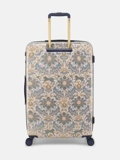 Damask Print Large Four Wheel Hard Shell Suitcase