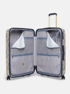 Damask Print Large Four Wheel Hard Shell Suitcase